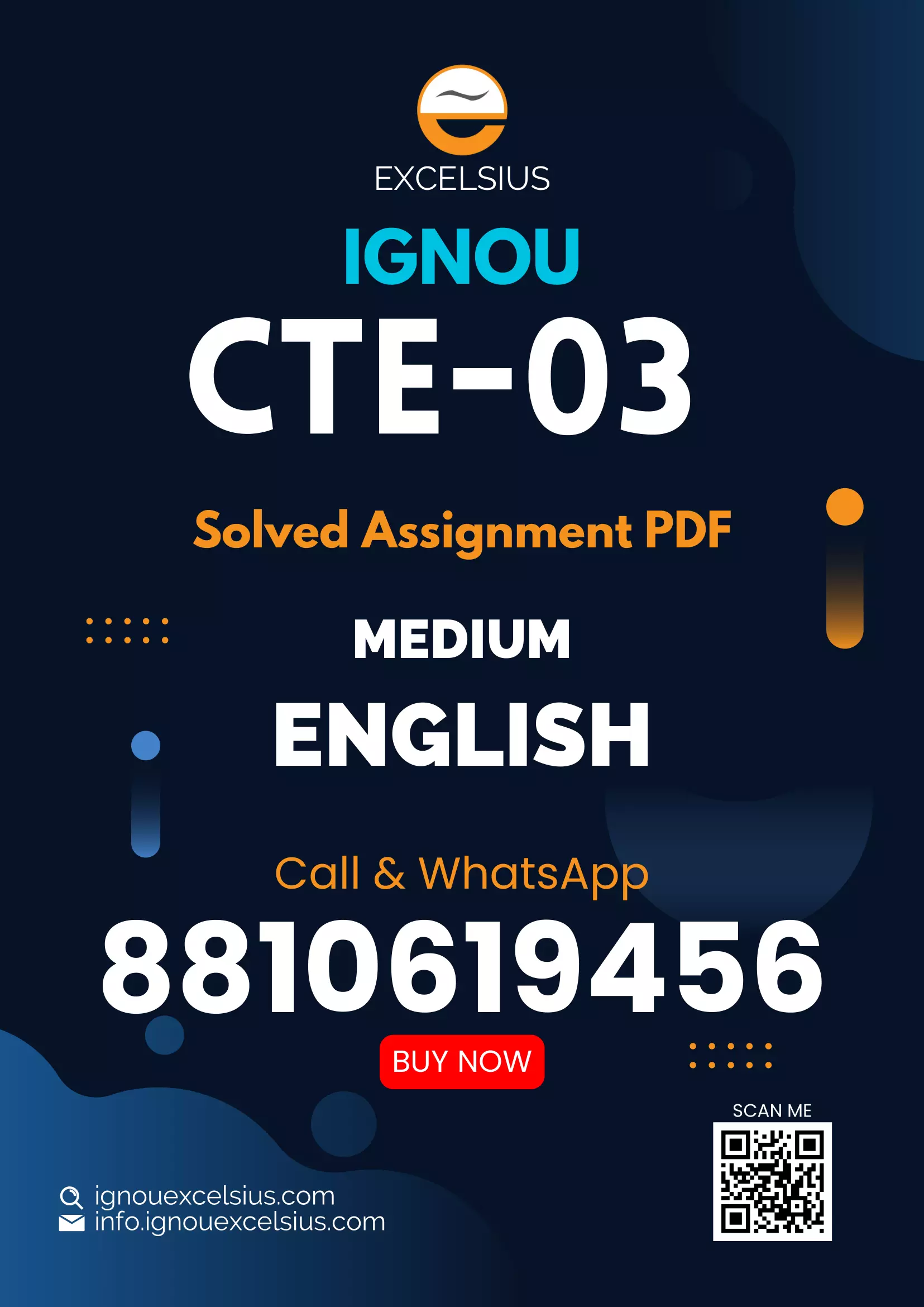 IGNOU CTE-03 English Assignment Solution Download - ignouexcelsius