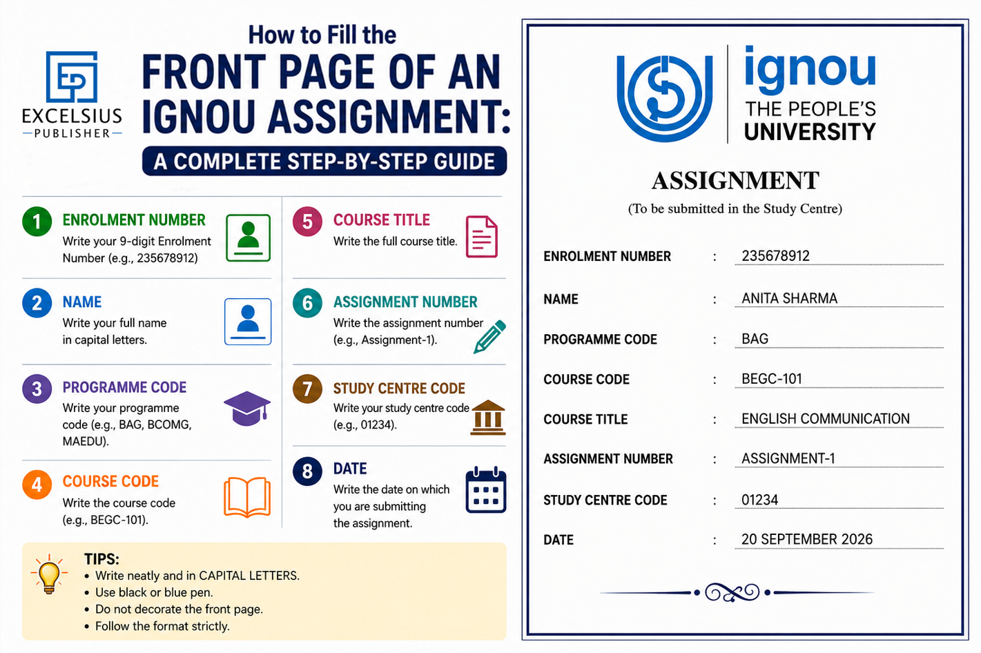 How to Fill the Front Page of an IGNOU Assignment
